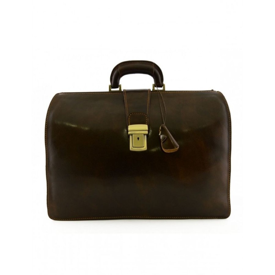 Business Officina 66 | Business And Medical Leather Briefcase "Chelmno" Tm Dark Brown