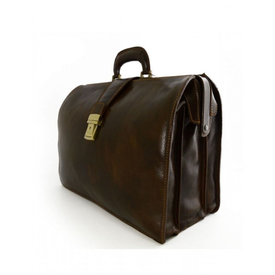 Business Officina 66 | Business And Medical Leather Briefcase "Chelmno" Tm Dark Brown