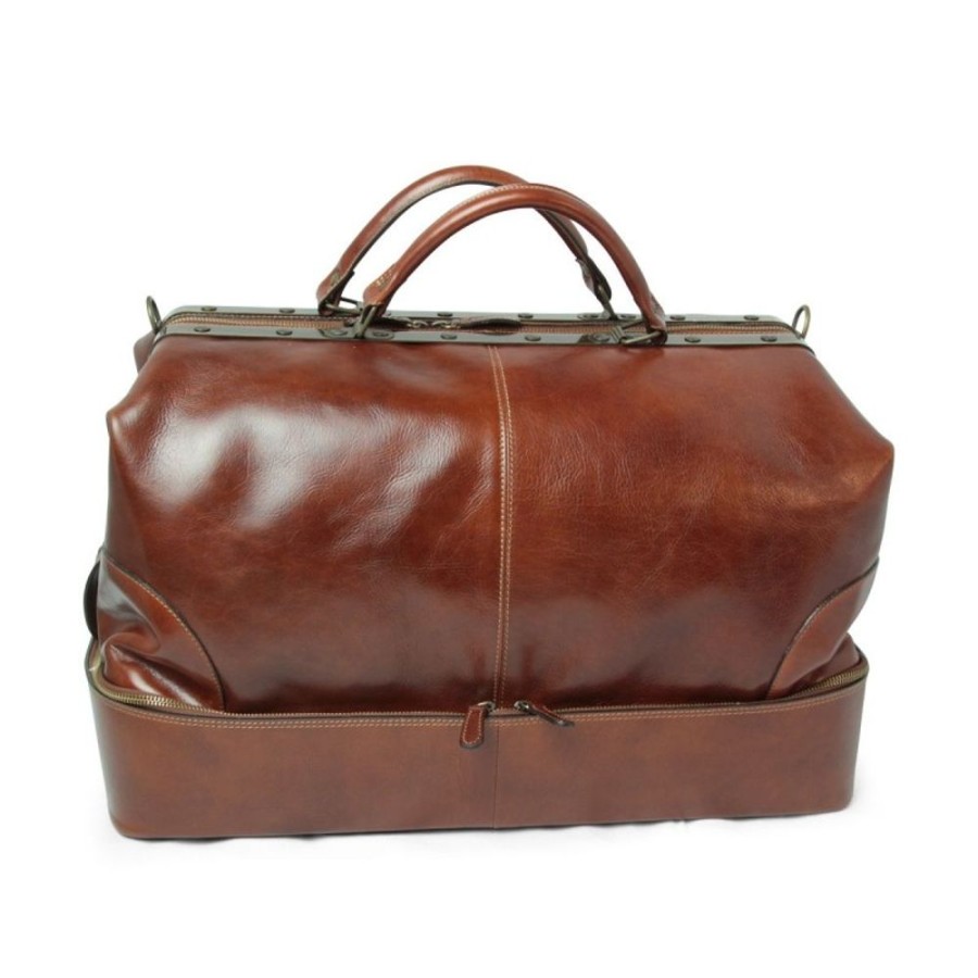 Travels Officina 66 | Travel Bag In Full Grain Leather "Torun" Br Brown