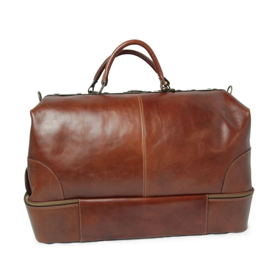 Travels Officina 66 | Travel Bag In Full Grain Leather "Torun" Br Brown