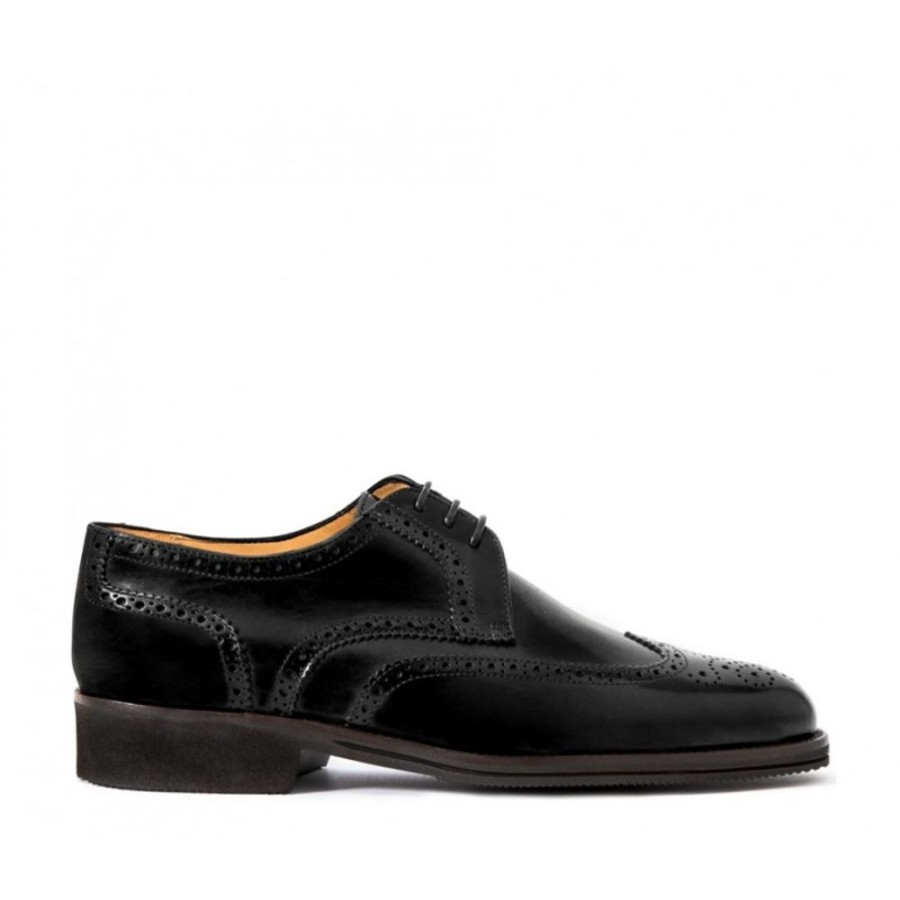 Man Officina 66 Leather Men'S Lace-Up Shoes | Leather Men'S Lace-Up Shoe, Full Brogue Derby Model Black