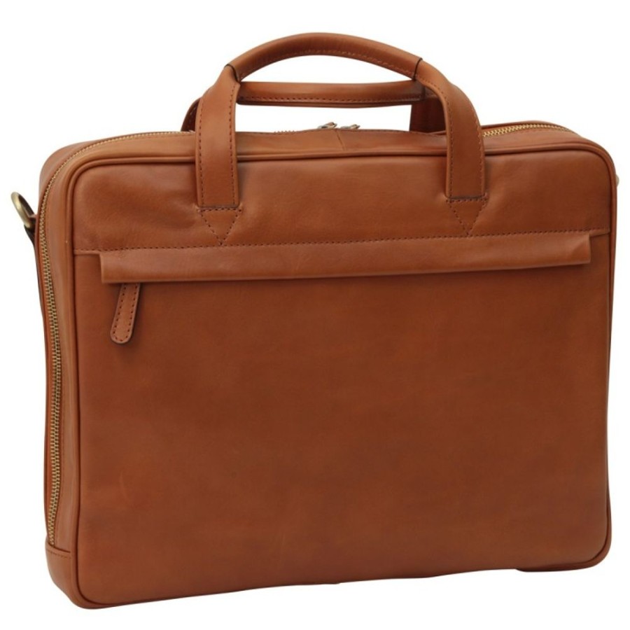 Business Officina 66 Leather Men'S Briefcase | Leather Man Briefcase "Walbrzych" Cognac