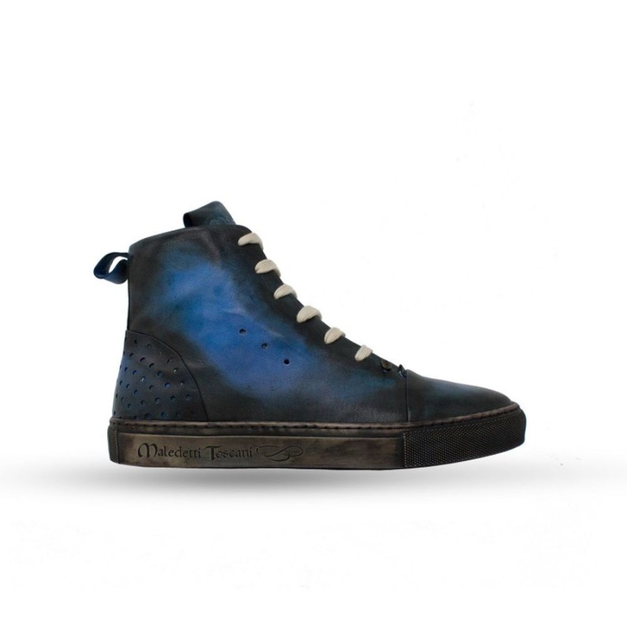 Man Maledetti Toscani Leather Men'S Shoes Maledetti Toscani | Leather Casual Sneakers "Siena" Blue