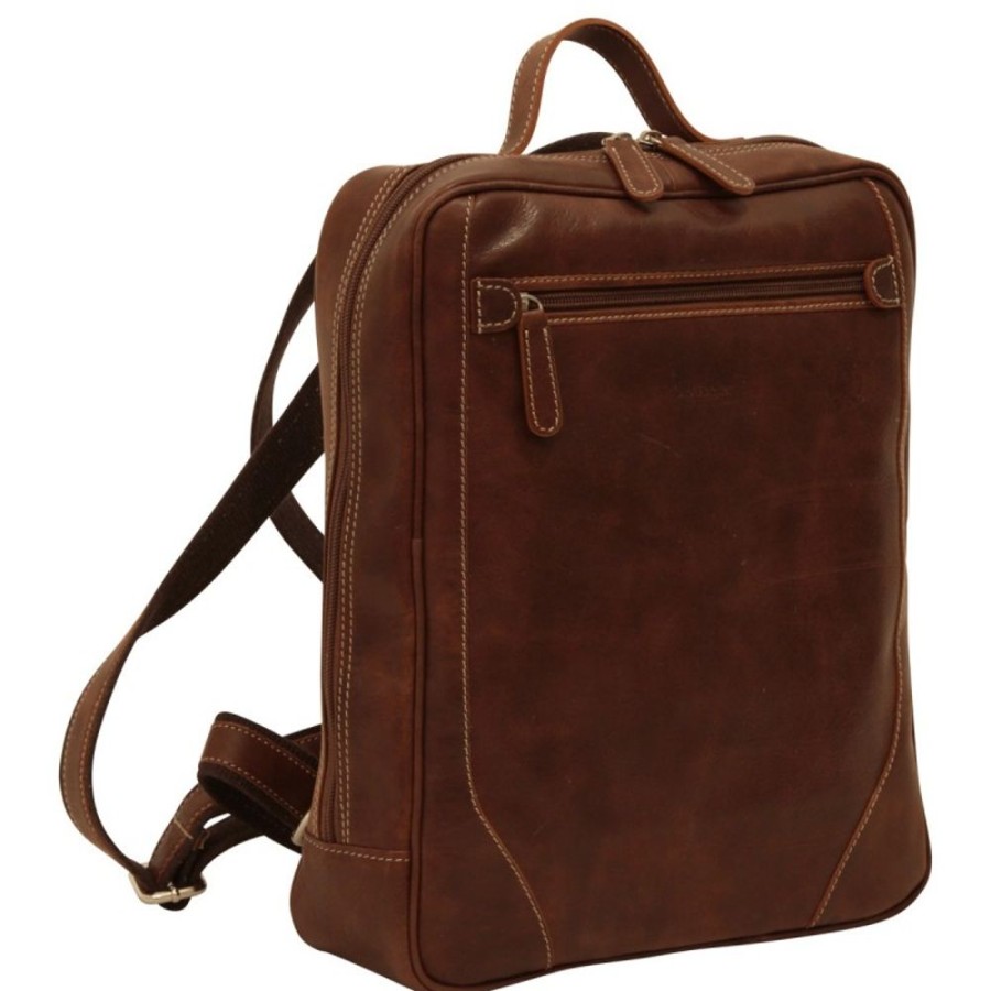 Business Officina 66 | Buffalo Leather Laptop Backpack "Tarnobrzeg" Brown