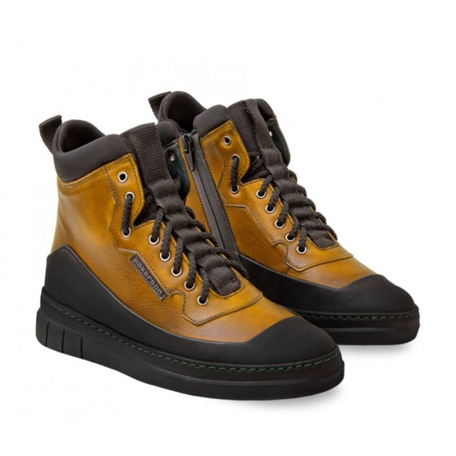 Woman Officina 66 Learher Women'S Shoes Officina 66 Size From Number 33 To 45 | Women'S Casual Ankle Boot, Made Of Calfskin. "Monica" Mustard