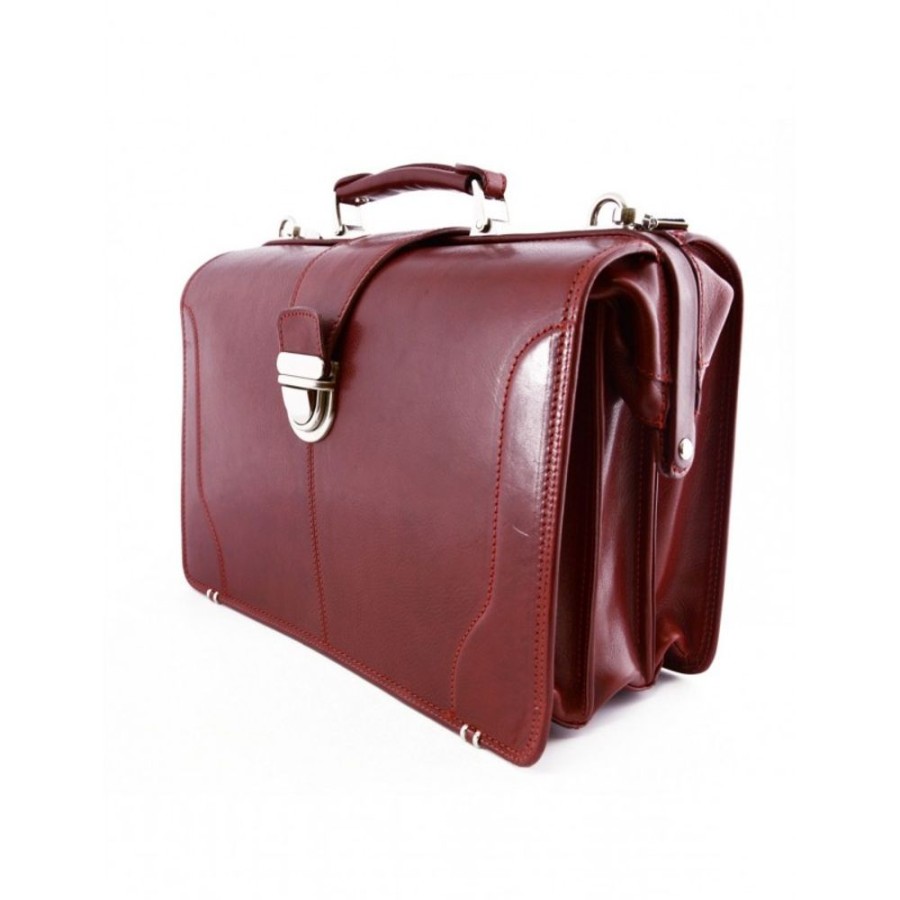 Business Officina 66 | Business And Medical Leather Briefcase With Shoulder Strap Red