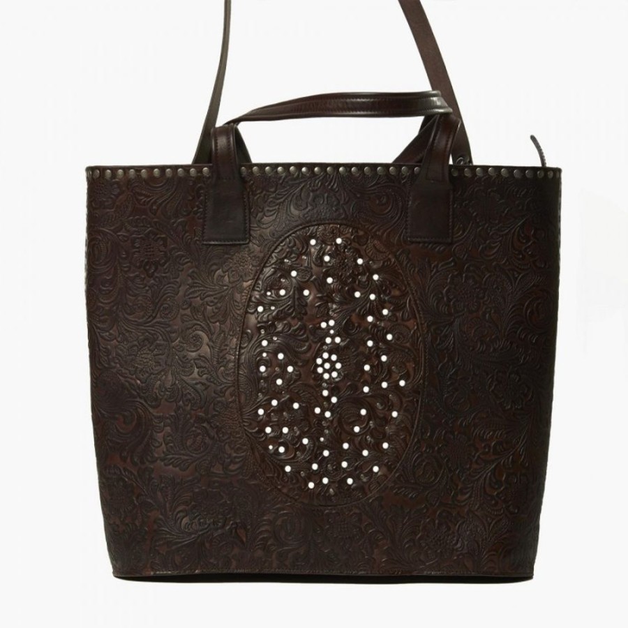 Woman Maledetti Toscani | Leather Lady Bag "Stampata Grande" Dark Brown