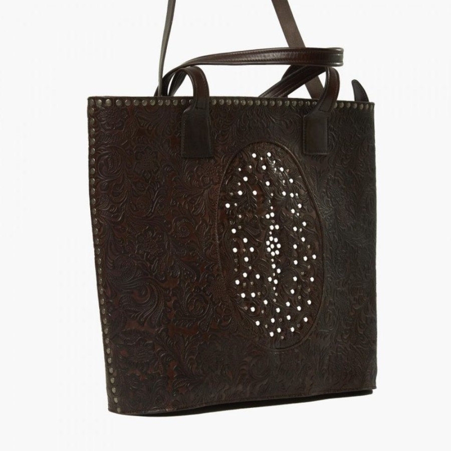 Woman Maledetti Toscani | Leather Lady Bag "Stampata Grande" Dark Brown