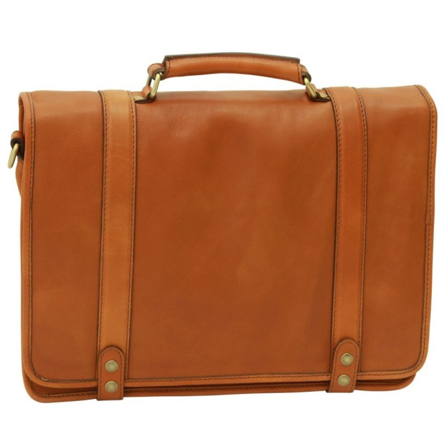 Business Officina 66 Leather Men'S Briefcase | Leather Man Briefcase "Sosnowiec" Cognac