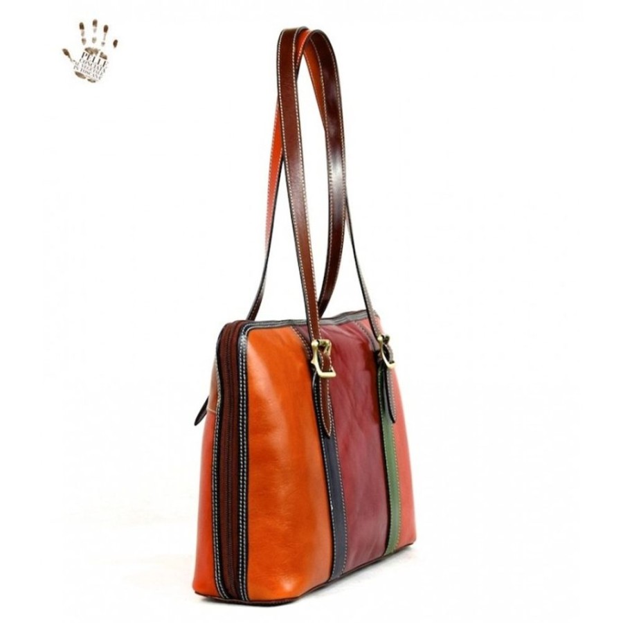 Business Officina 66 Leather Women'S Briefcase | Leather Lady Bag "Amiata" Multicolor