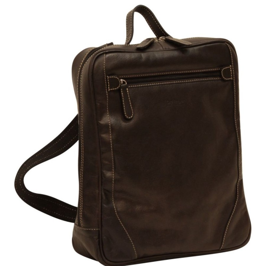 Business Officina 66 | Buffalo Leather Laptop Backpack "Tarnobrzeg" Black