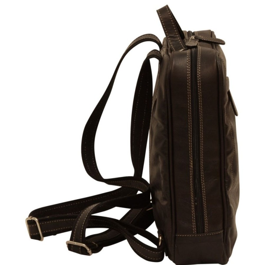 Business Officina 66 | Buffalo Leather Laptop Backpack "Tarnobrzeg" Black