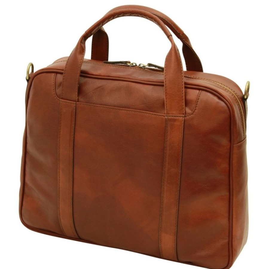 Business Officina 66 | Leather Woman/Man Briefcase "Wadowice" Brown