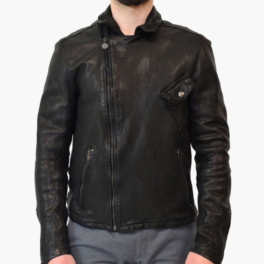 Man Maledetti Toscani Leather Men'S Jackets | Leather Man Jacket "Chiodo Mt" Black