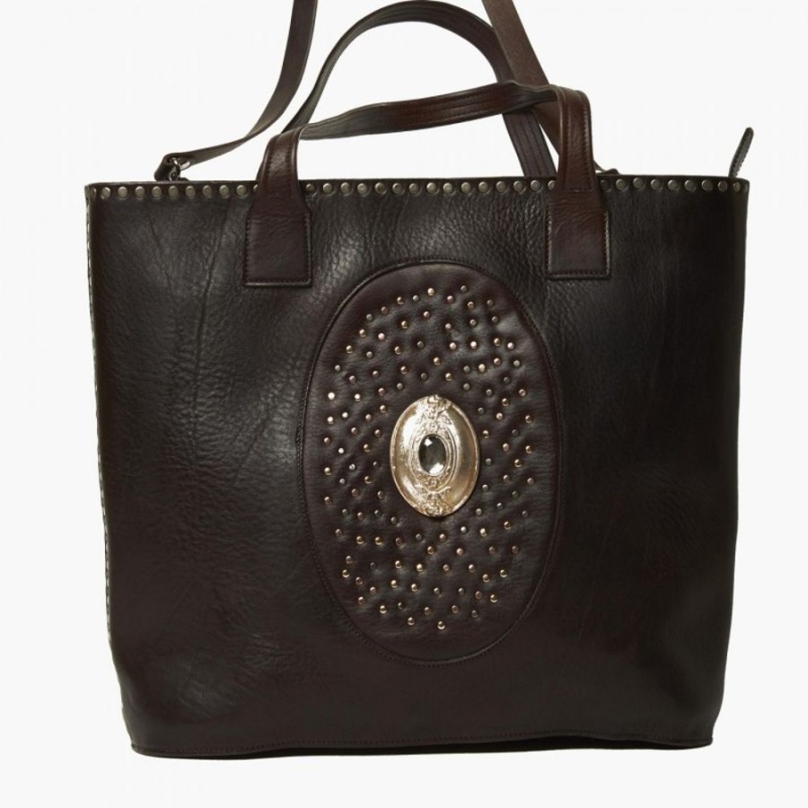 Woman Maledetti Toscani | Leather Lady Bag "Secchiello Fibbia Grande" Dark Brown