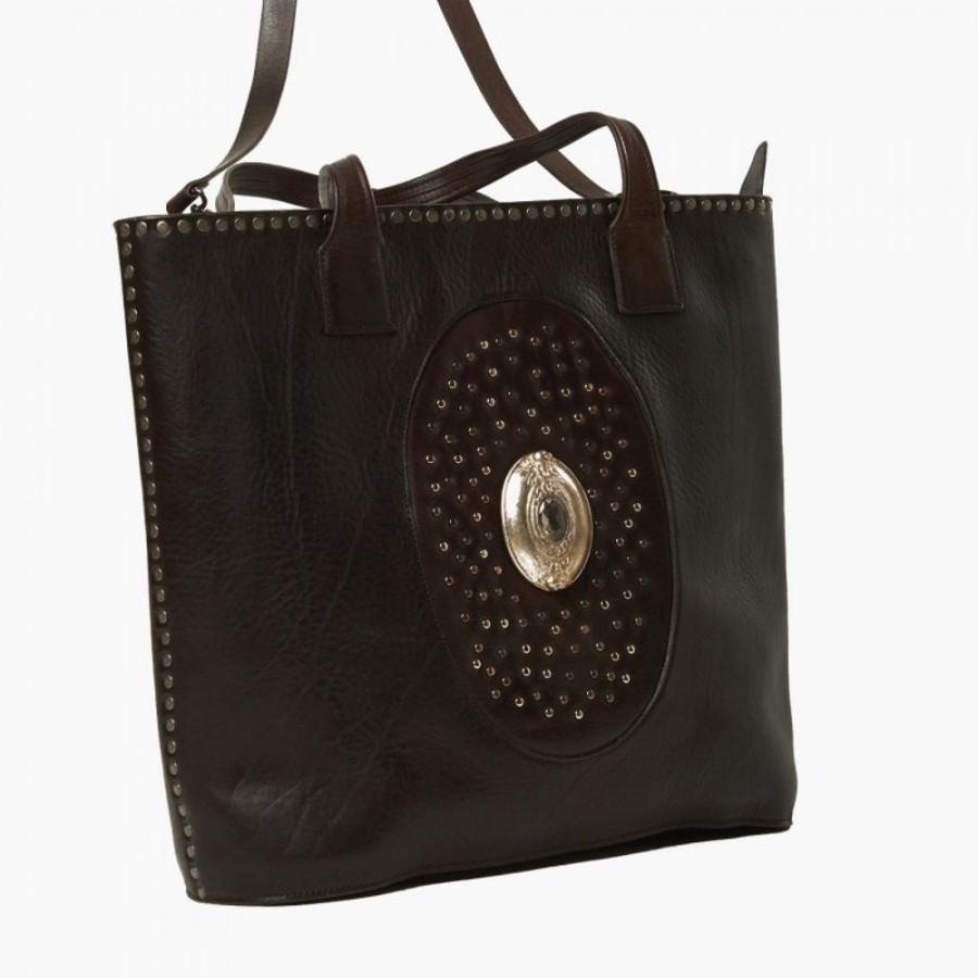 Woman Maledetti Toscani | Leather Lady Bag "Secchiello Fibbia Grande" Dark Brown