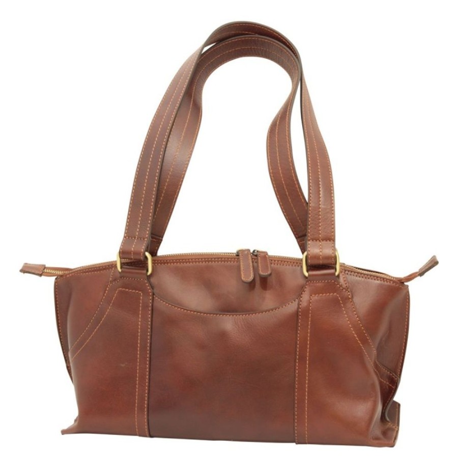 Woman Officina 66 | Leather Shoulder Bag "Grossetana" Brown