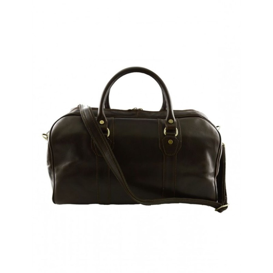 Travels Officina 66 | Copy Of Italian Handcrafted Travel Bag Made Of Genuine Tuscan Leather "Swidnica" Bc Dark Brown