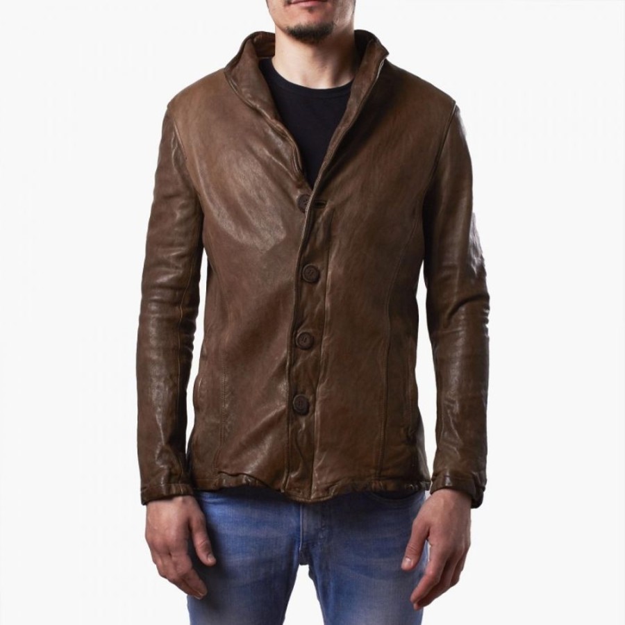 Man Maledetti Toscani Leather Men'S Jackets | Leather Man Jacket "Bottoni" Bm Brown Mogano