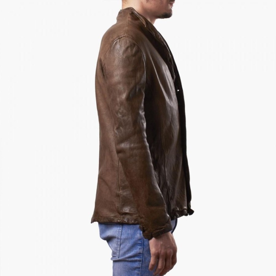 Man Maledetti Toscani Leather Men'S Jackets | Leather Man Jacket "Bottoni" Bm Brown Mogano