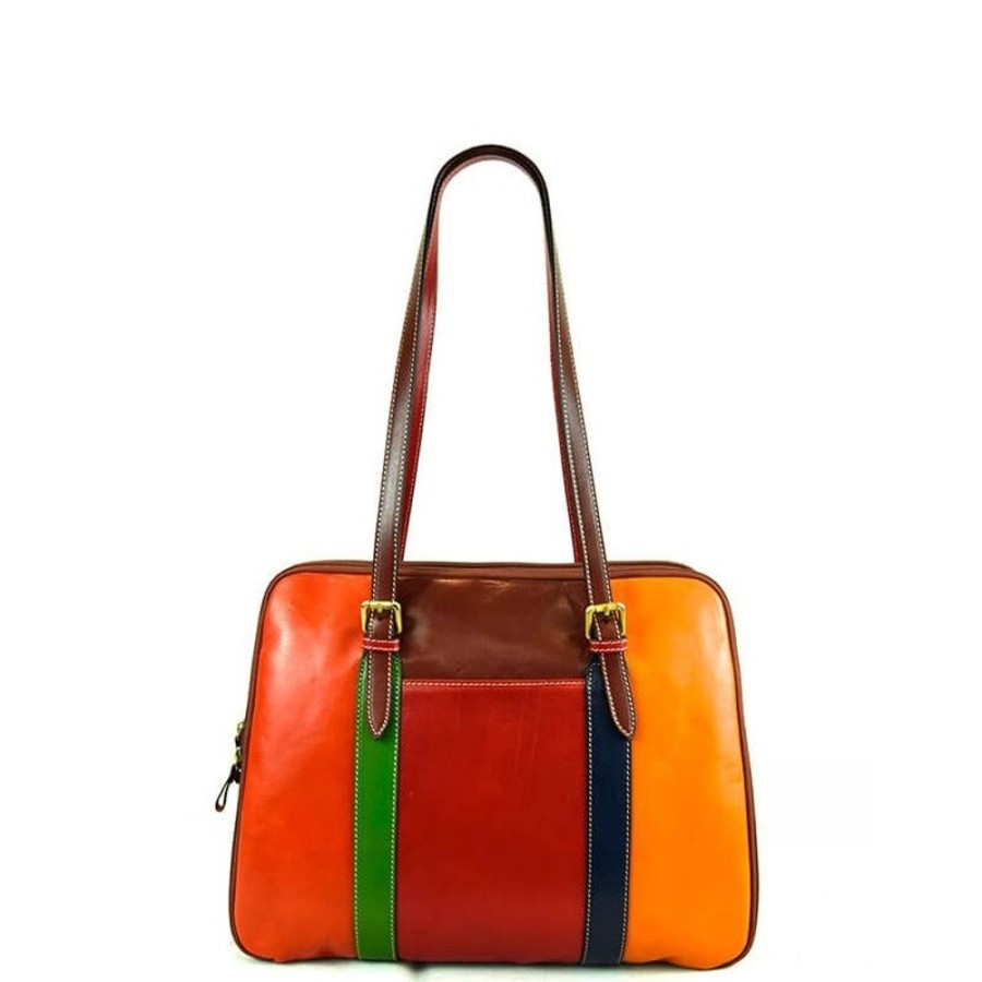 Business Officina 66 Leather Women'S Briefcase | Beautiful And Universal Women'S Leather Bag. "Rocchette" Multicolor