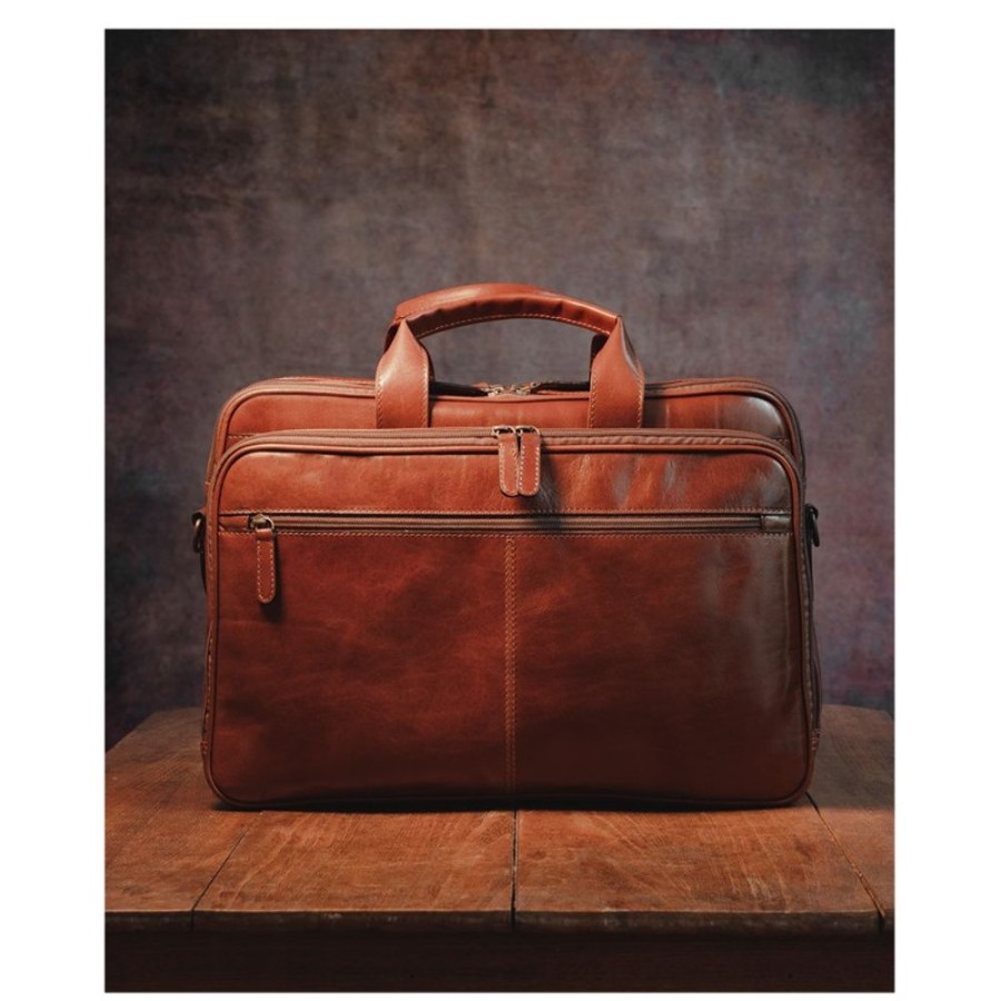 Business Officina 66 | Leather Man Briefcase "Legnica" Brown