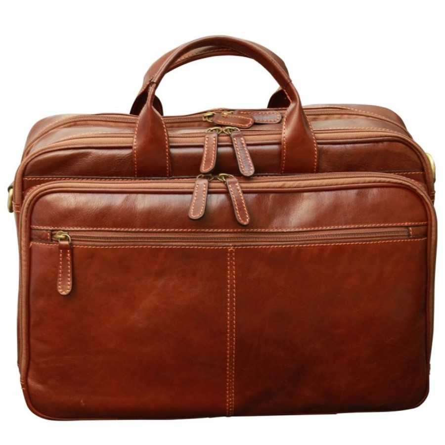 Business Officina 66 | Leather Man Briefcase "Legnica" Brown