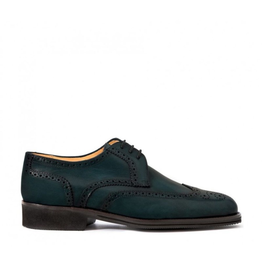 Man Officina 66 Leather Men'S Lace-Up Shoes | Leather Men'S Lace-Up Shoe, Full Brogue Derby Model Dark Blue