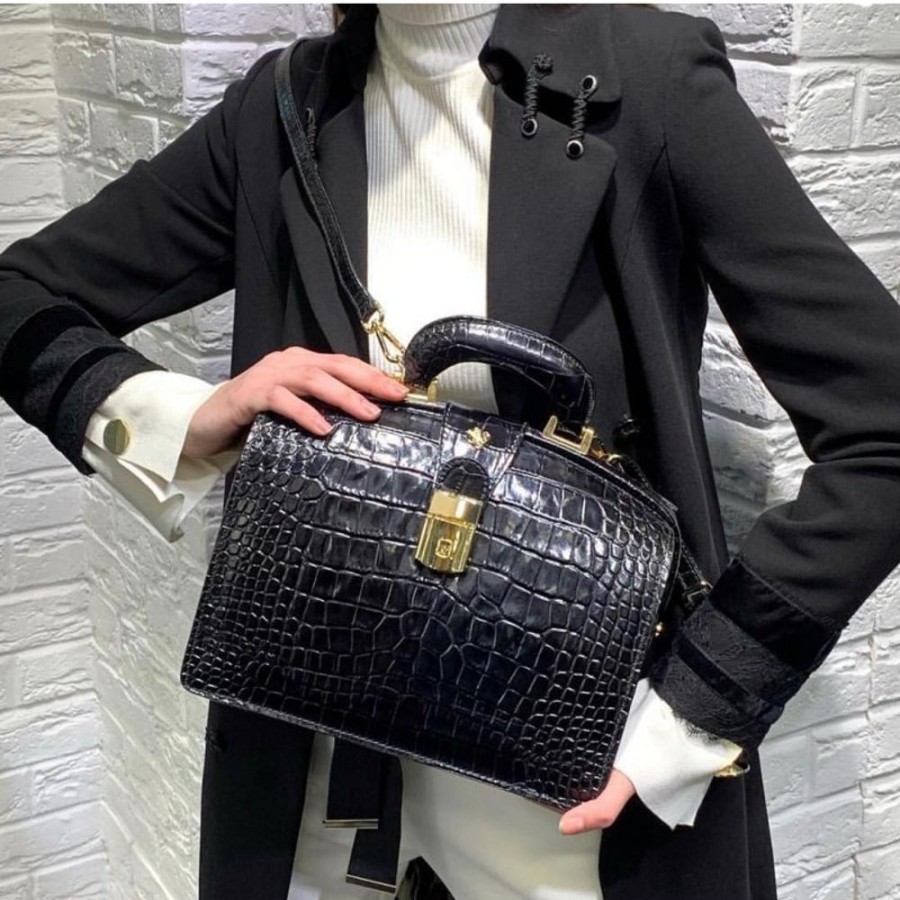 Woman Pratesi | Classic Woman Handbag In Crocodile Print Leather. "Miss Brunelleschi" K120/29