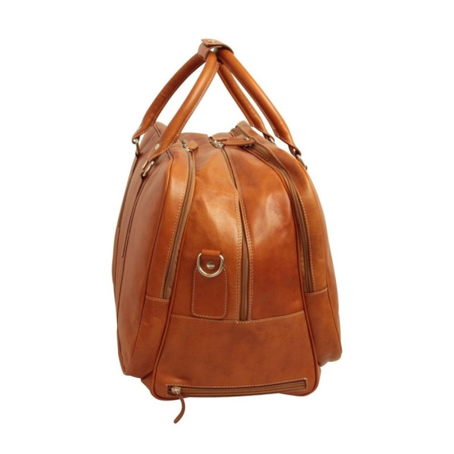 Travels Officina 66 | Soft Calfskin Leather Duffel Bag "Plock" Ko Cognac