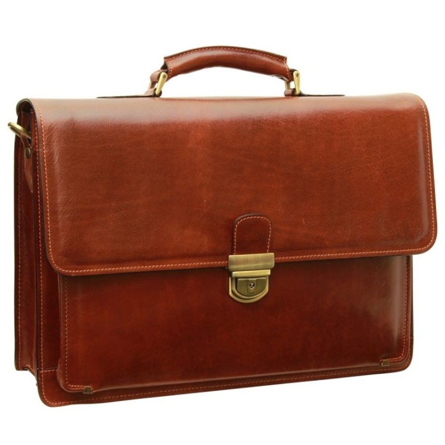 Business Officina 66 | Leather Woman/Man Briefcase "Szczecin" Brown