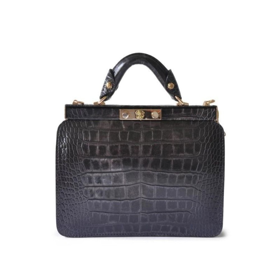 Woman Pratesi | Elegant Woman Leather Handbag With A Crocodile Pattern. "Vittoria Colonna" K153