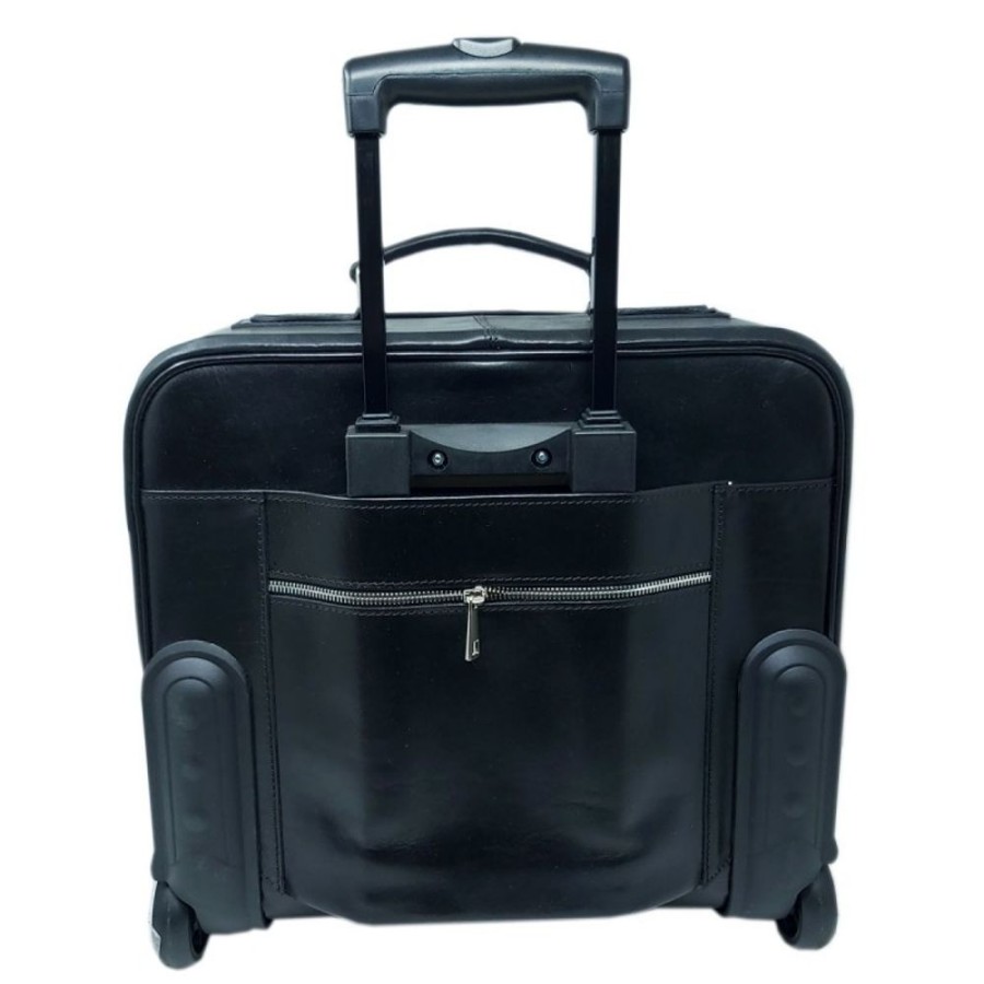 Travels Officina 66 | Exclusive Trolley In Genuine Italian Leather "Brunello" Cz Black