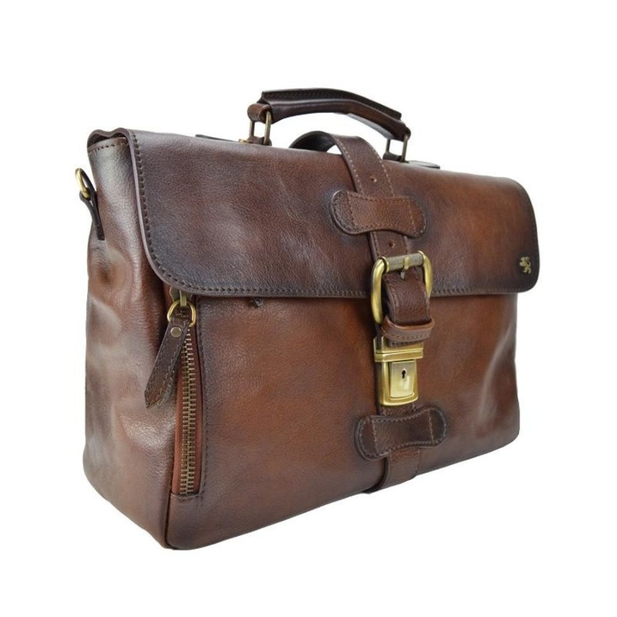 Business Pratesi Leather Men'S Briefcase | Leather Briefcase "Sovicille" B514