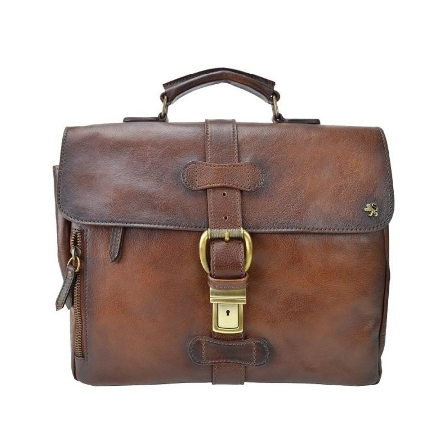 Business Pratesi Leather Men'S Briefcase | Leather Briefcase "Sovicille" B514