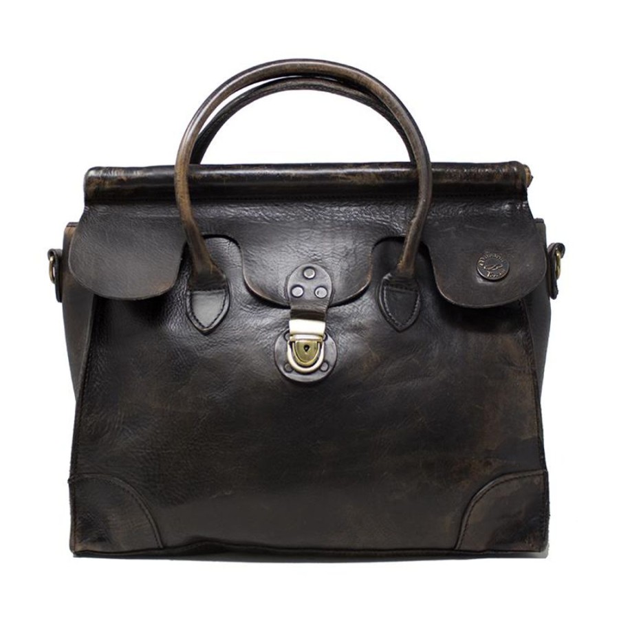 Business Maledetti Toscani Leather Women'S Briefcase | Leather Woman Briefcase "San Miniato" N Black