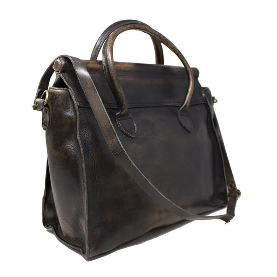 Business Maledetti Toscani Leather Women'S Briefcase | Leather Woman Briefcase "San Miniato" N Black