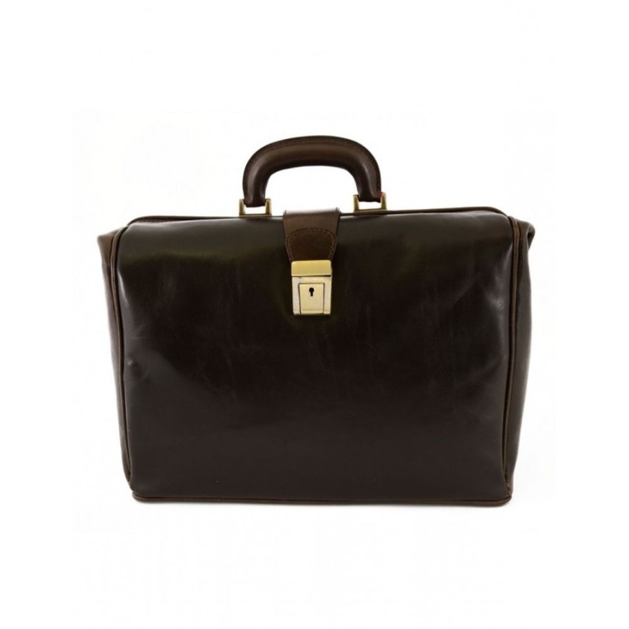 Business Officina 66 | Leather Medical Briefcase "Italo" Bc Dark Brown