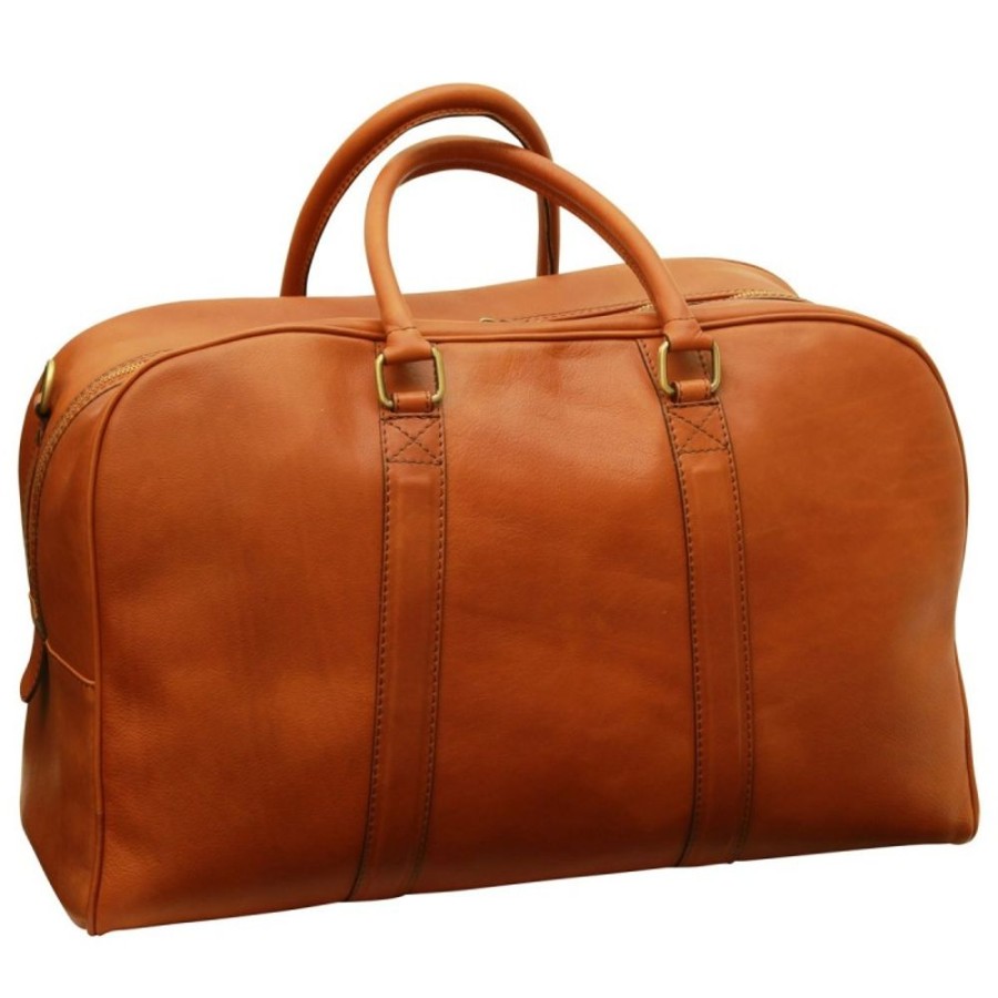 Travels Officina 66 | Big, Minimalist Travel Bag In Fine Calfskin "Grudziadz" C Cognac