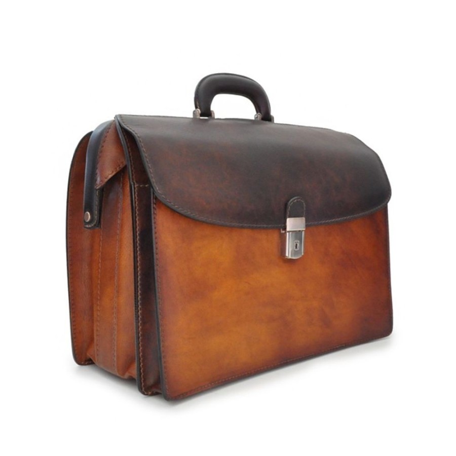 Business Pratesi Leather Men'S Briefcase | Leather Briefcase Diplomatico Type "Leonardo" B525