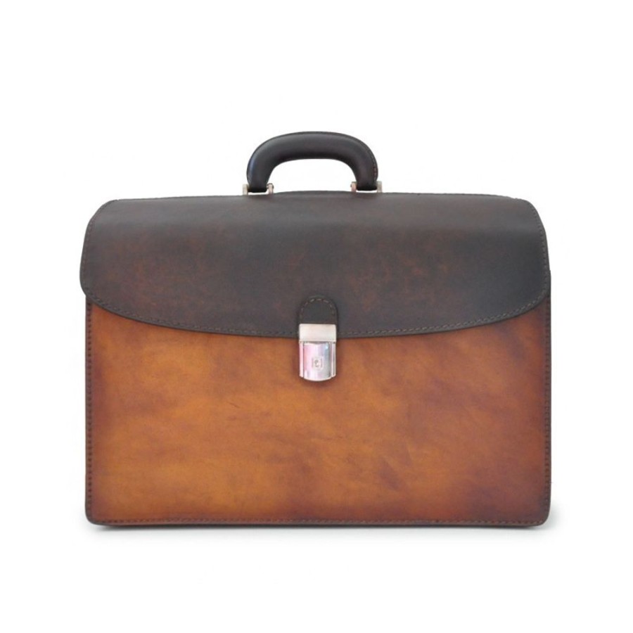 Business Pratesi Leather Men'S Briefcase | Leather Briefcase Diplomatico Type "Leonardo" B525