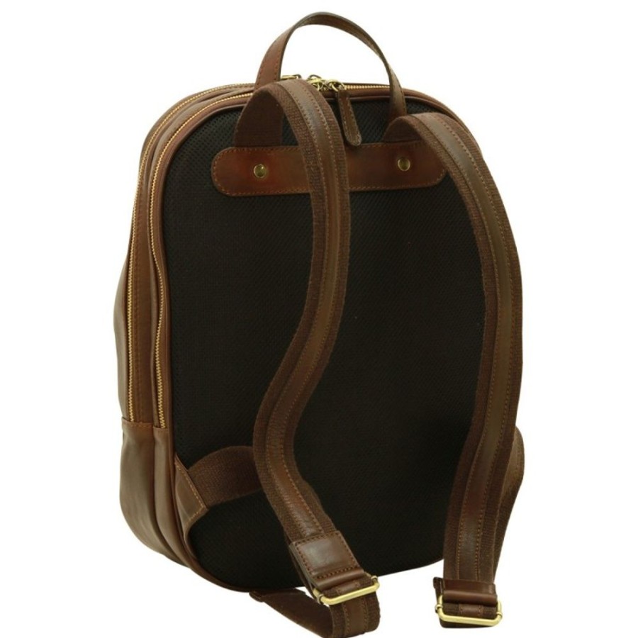 Business Officina 66 | Beautiful 13 "Computer Backpack In Soft Vegetable Tanned Calfskin "Nowy Sacz" Dark Brown