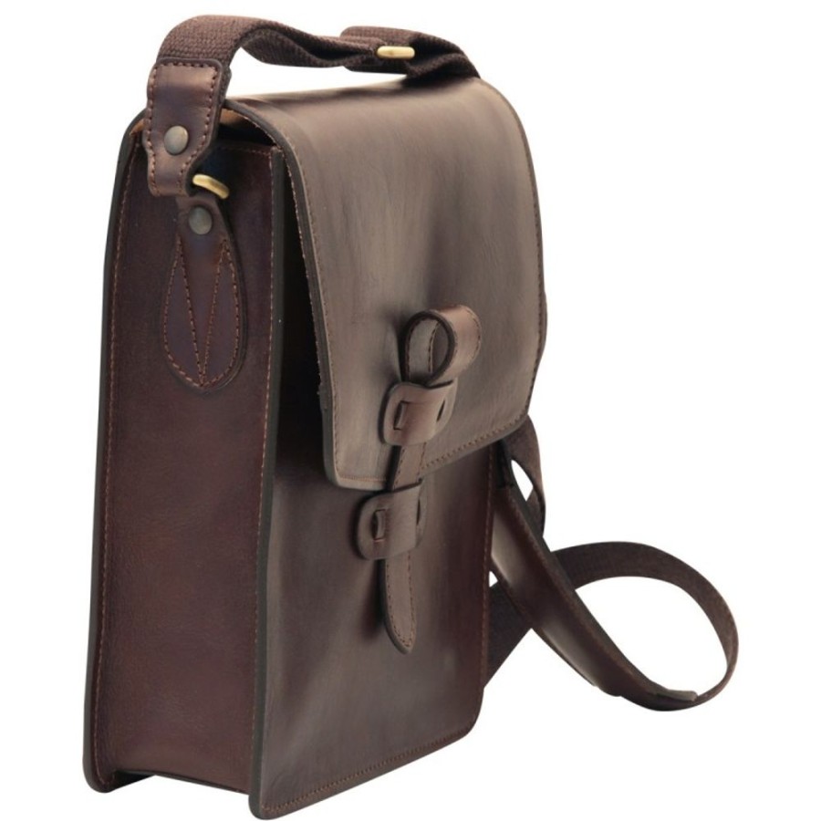 Man Officina 66 | Leather Shoulder Man Bag "Wolsztyn" Dark Brown