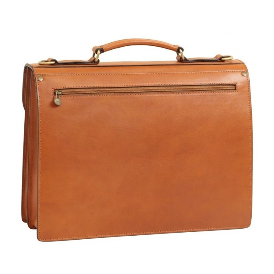 Business Officina 66 | Leather Woman/Man Briefcase "Dresden" Cognac