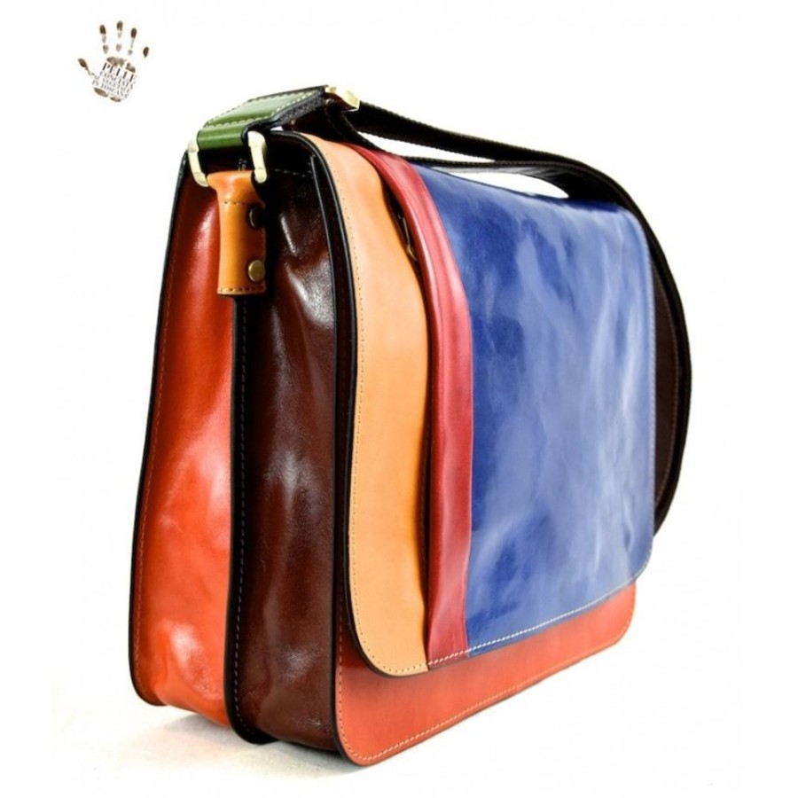 Man Officina 66 | Leather Man Bag "Bisenzio" Multicolor