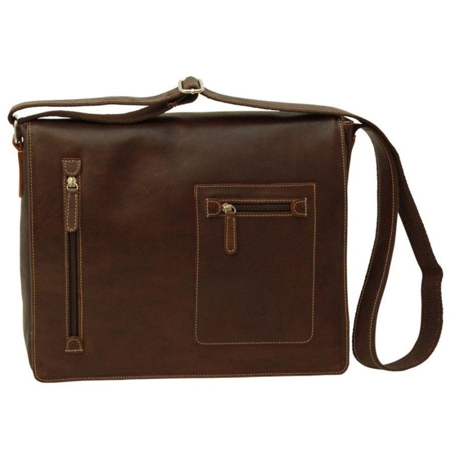 Man Officina 66 | Leather Laptop Holder "Grudziadz Ii" Db Dark Brown