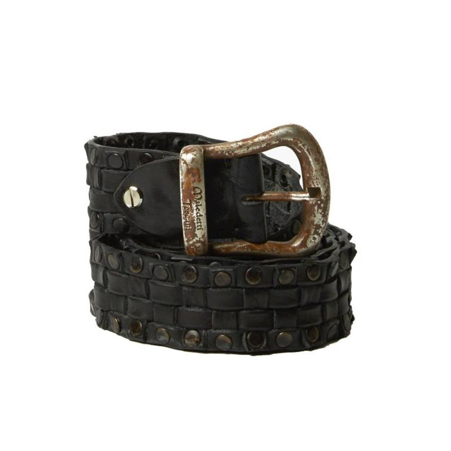 Man Maledetti Toscani | Leather Belts "Four Roses" Bl