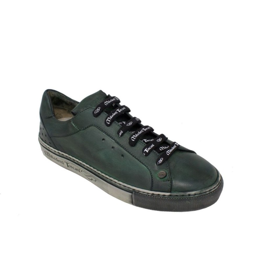 Man Maledetti Toscani Leather Men'S Shoes Maledetti Toscani | Man Leather Casual Sneakers "Val D'Orcia" Green Dark Green