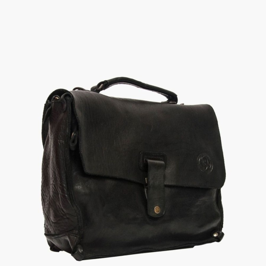 Business Maledetti Toscani Leather Men'S Briefcase | Leather Bag "Professionale" Medium Black