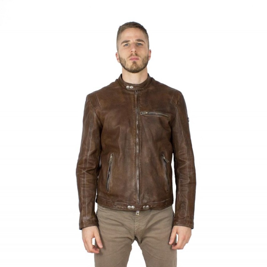 Man Maledetti Toscani Leather Men'S Jackets | Leather Man Jacket "Biker" Dark Brown